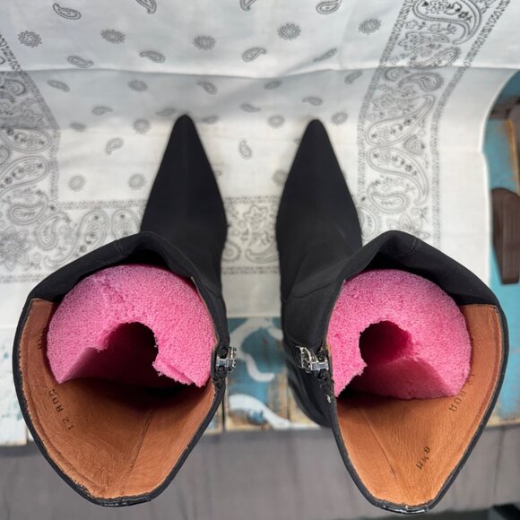 DONALD J. PLINER Black Leather & Textile Detail Mid-Calf/Ankle Boots Womans 8.5M - Picture 12 of 12